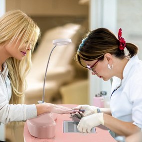 Mesa de manicure dobrável com coletor de pó elétrico, mesa de esteticista com lâmpada LED flexível, almofada de pulso branca
