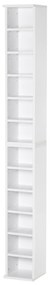 HOMCOM Estante para CD ou DVD com 12 Compartimentos para 204 CDs e Prateleira Ajustável 2 Unidades 21x22,5x88,5cm Branco | Aosom Portugal