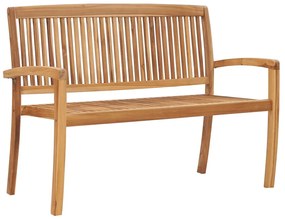 vidaXL Bancos empilháveis jardim 2 lugares 128,5cm madeira teca maciça