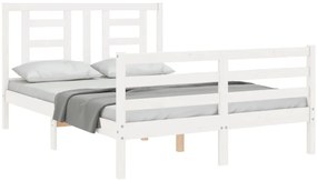 Estrutura de cama com cabeceira 140x200cm madeira maciça branco