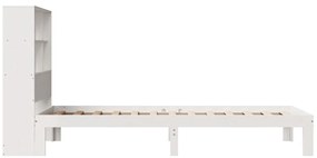 Cama com estante sem colchão 90x200 cm pinho maciço branco