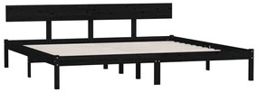 Estrutura de cama super king 180x200 cm pinho maciço preto