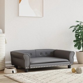 vidaXL Cama para cães 95x55x30 cm couro artificial cinzento