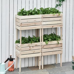Conjunto de 4 floreiras com pés modulares 50 x 30 x 60 cm - Insertos de irrigação com película protetora - Madeira de abeto natural