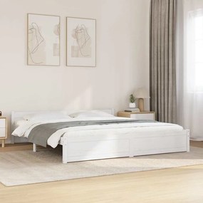 Estrutura de cama 200x200 cm madeira maciça branco