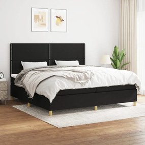 vidaXL Cama com molas/colchão 200x200 cm tecido preto