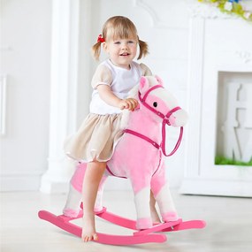 HomCom Cavalo de balanço para crianças acima de 3 anos cor rosa