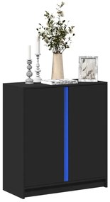 Aparador c/ luzes LED 77x34x85 cm derivados de madeira preto
