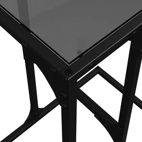 Mesa de apoio com vidro preto 40x30x61,5 cm aço