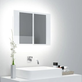 804961 vidaXL Armário espelhado casa de banho LED acrílico branco brilhante