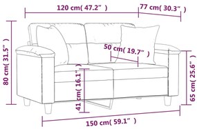 Sofá 2 lugares + almofadas decorativas 120cm couro artif. cinza
