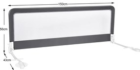 Barra de segurança para bebés para camas com altura ajustável 150 x 55 cm cinza