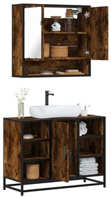 vidaXL 2 pcs conj. móveis casa de banho derivados madeira cor fumado