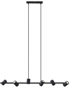 Candeeiro suspenso moderno preto com 6 luzes - Jeana Straight Moderno