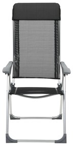 Cadeiras de campismo dobráveis 4 pcs alumínio preto