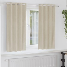 Cortinas Blackout vidaXL com Ilhós 2 pcs Veludo Creme