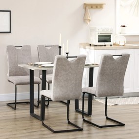 Conjunto de 4 Cadeiras de Sala de Jantar, 43 x 58,5 x 99,5 cm (MESA NÃO INCLUIDA), Revestimento em Microfibra, Castanho
