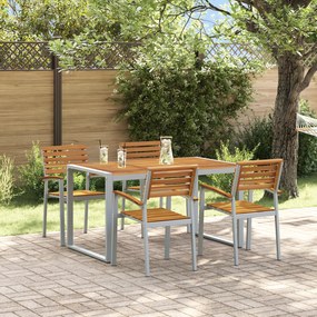 vidaXL Conjunto de Jantar de Jardim com 5 Peças em Madeira Sólida de Acácia e Metal
