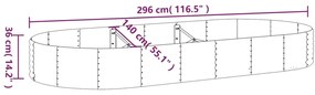 Canteiro elevado jardim 296x140x36 aço revestido a pó antracite