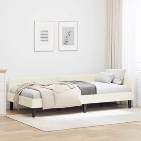 vidaXL Estrutura de Cama de Canto com cabeceira Creme 90 cm x 190 cm