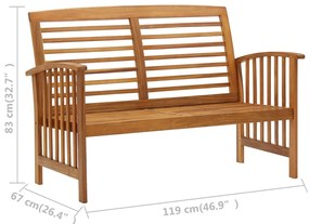 3 pcs conjunto lounge de jardim madeira de acácia maciça
