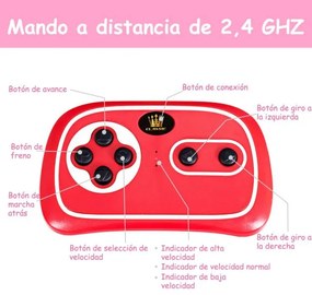 Carro eletrico para crianças Bateria 6V com música, buzina, porta de abertura dupla e controlo remoto 2.4G 104 x 63,5 x 45,5 cm Vermelho