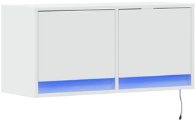 Móvel de parede para TV com luzes LED 80x31x35 cm branco