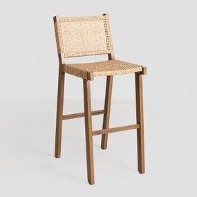 Pacote De 2 Bancos Altos De Jardim Em Vime Sintético (75 Cm) Ori Natural - Sklum