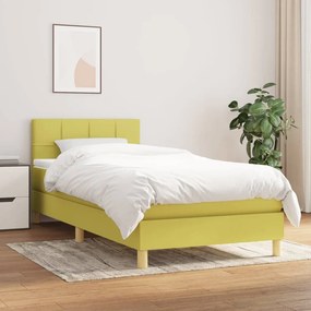 vidaXL Cama com molas/colchão 90x200 cm tecido verde