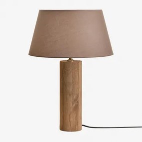 Luminária De Mesa Em Madeira De Manga Carolina Madeira De Manga & Moka Castanho Ø40 Cm - ↑25 Cm Monaco - Sklum