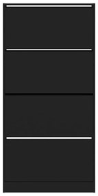 Sapateira com 4 gavetas articuladas 80x21x163,5 cm preto