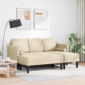 Conjunto de 2 Peças com Almofadas Creme em Tecido