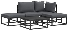 Conjunto de Sofá de Jardim 5 pcs Preto 70 x 70 x 32 cm Alumínio