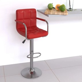 vidaXL Banco de bar couro artificial vermelho tinto