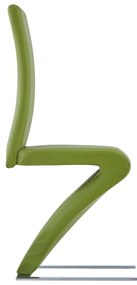 Cadeiras de jantar ziguezague 2 pcs couro artificial verde