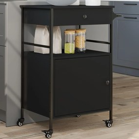 vidaXL Carrinho de cozinha 56x43x89,5 cm derivados de madeira preto