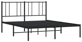 Estrutura de cama em metal com cabeceira 150x200 cm preto