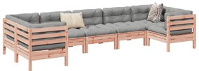 vidaXL 7 pcs conj. sofás jardim c/ almofadões madeira abeto-de-douglas