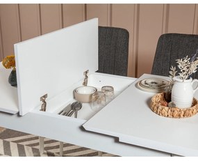 Conjunto de Mesa de Jantar Extensível Vina – Branco e Antracite – Mesa