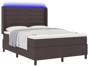 Cama Box com Colchão e LED Marron Escuro 140x200 cm Tecido