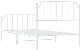 Estrutura de cama com cabeceira e pés 107x203 cm metal branco