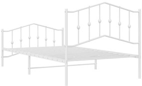 Estrutura de cama com cabeceira e pés 107x203 cm metal branco