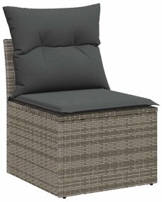 Conjunto de Sofás de Jardim de 8 Peças com Almofadas Cinzento Vime Sin
