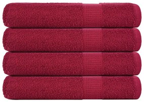 vidaXL Toalhas 4 pcs FROGN 100x200 cm 100% algodão bordéus