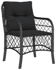 Conjunto de Jantar de Jardim com Almofadas Preto Rattan Poly