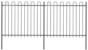 Cerca de jardim com topo em aros 3,4x1,5 m aço preto