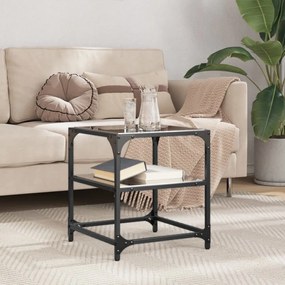vidaXL Mesa de centro com topo em vidro preto 40x40x45 cm aço