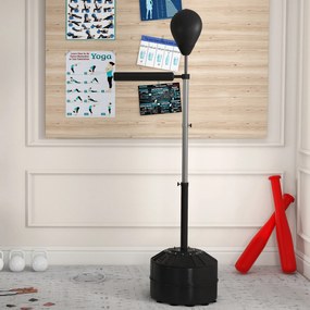 Saco de boxe com suporte, regulável em altura de 160 a 205 cm, com bomba incluída, enchível com areia ou água, preto