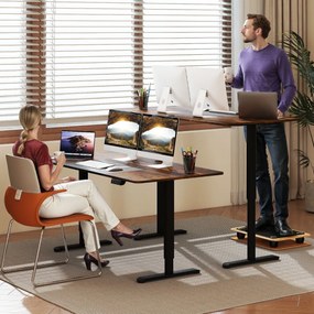 Secretária elétrica 140 x 70 cm com altura ajustável, memória de 4 posições, orifício para cabos e motor silencioso Café