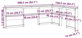 Estante cabeceira forma de L 140 cm madeira pinho maciça branco